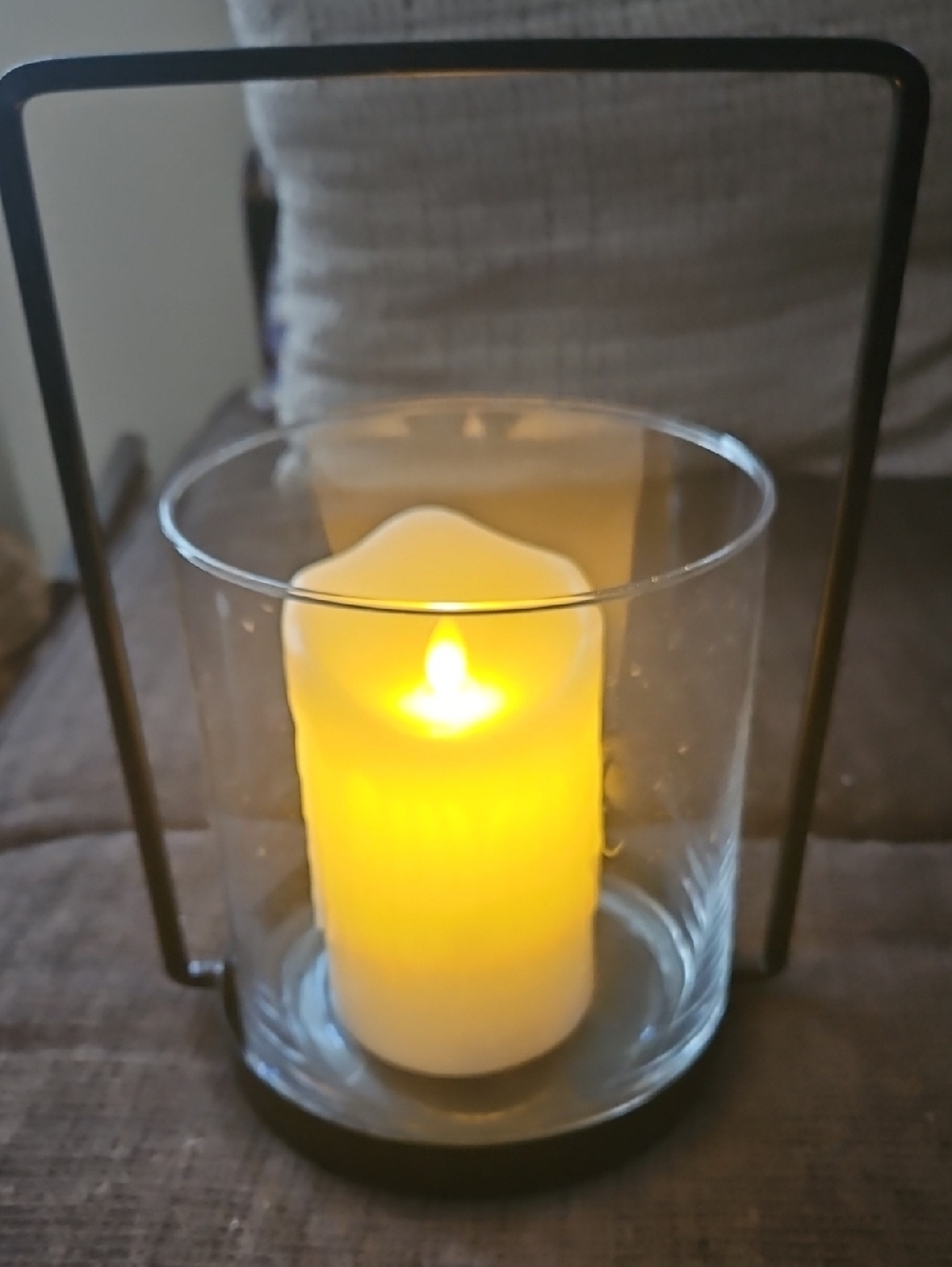Glass And Black Metal Lantern